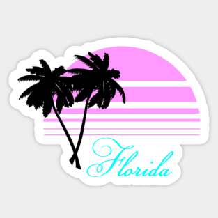 Retro Florida Tourist Souvenir Black Palms T-Shirt v5.1 Sticker